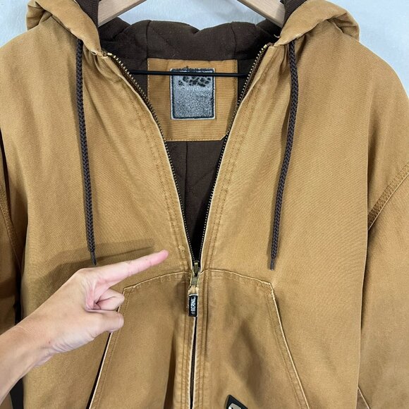 Berne Heritage Duck Hooded Active Work Jacket Tan Brown Men’s Large - Picture 11 of 16